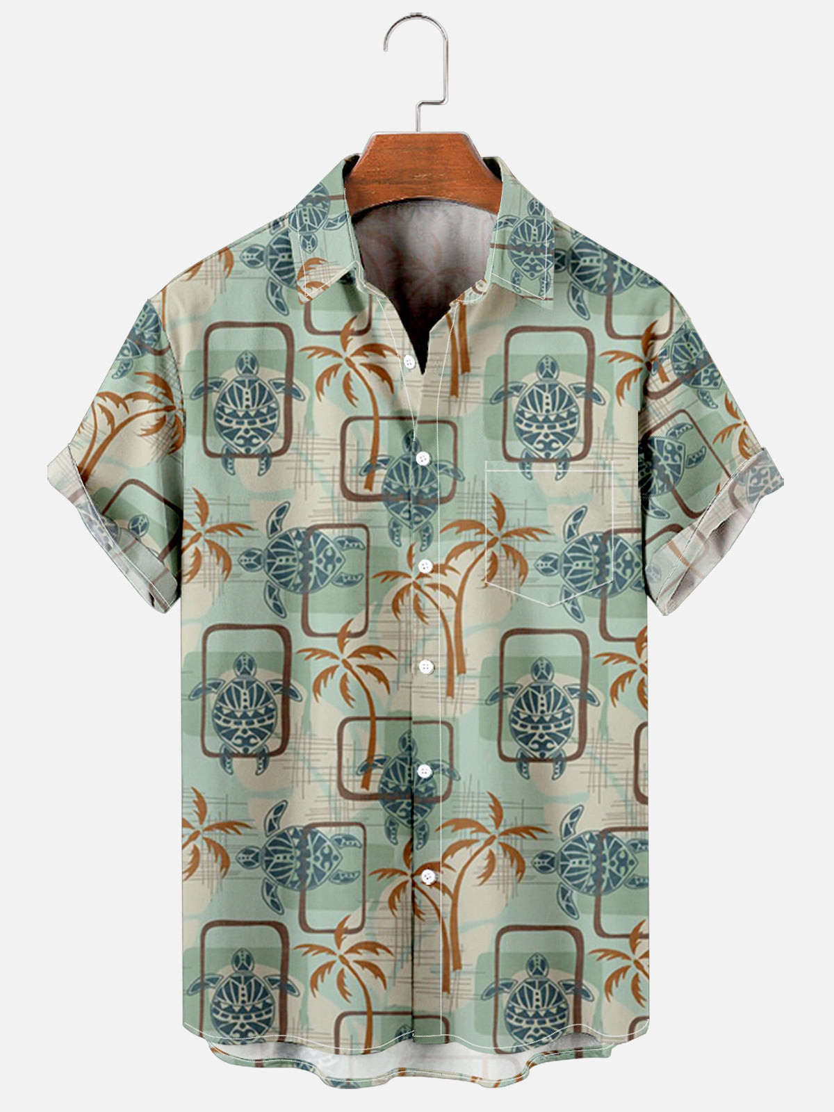 Coconut Tree And Turtle Printed Hawaiian Shirt Summer Hawaiian