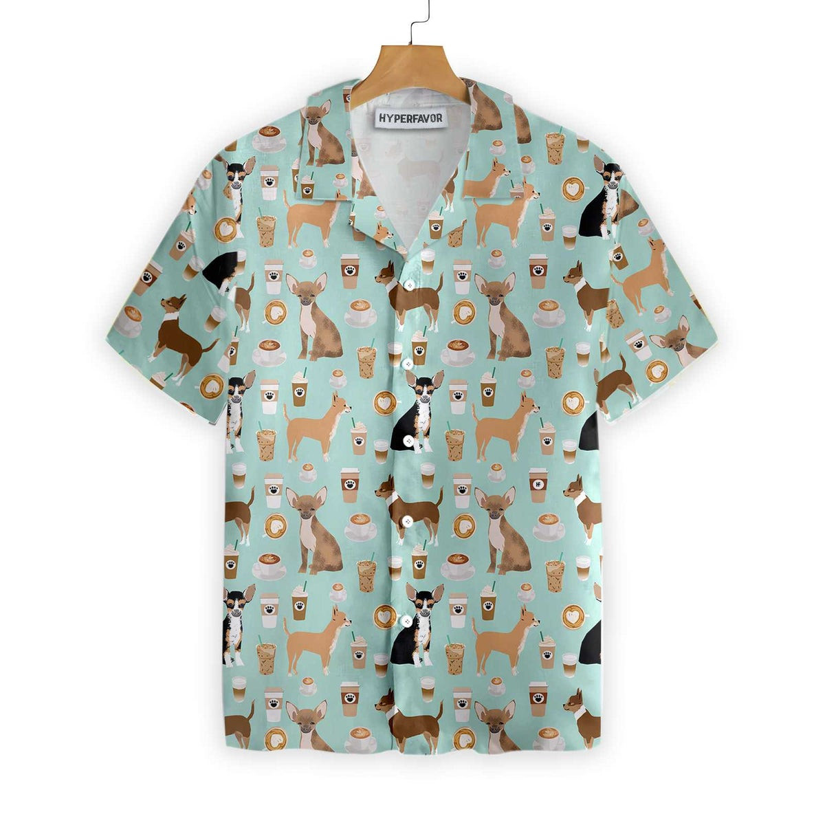 Coffee And Chihuahua Shirt For Men Hawaiian Shirt
