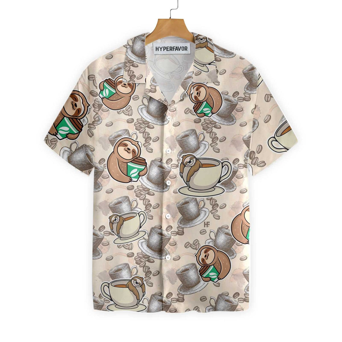 Coffee And Lazy Sloth Shirt For Men Hawaiian Shirt