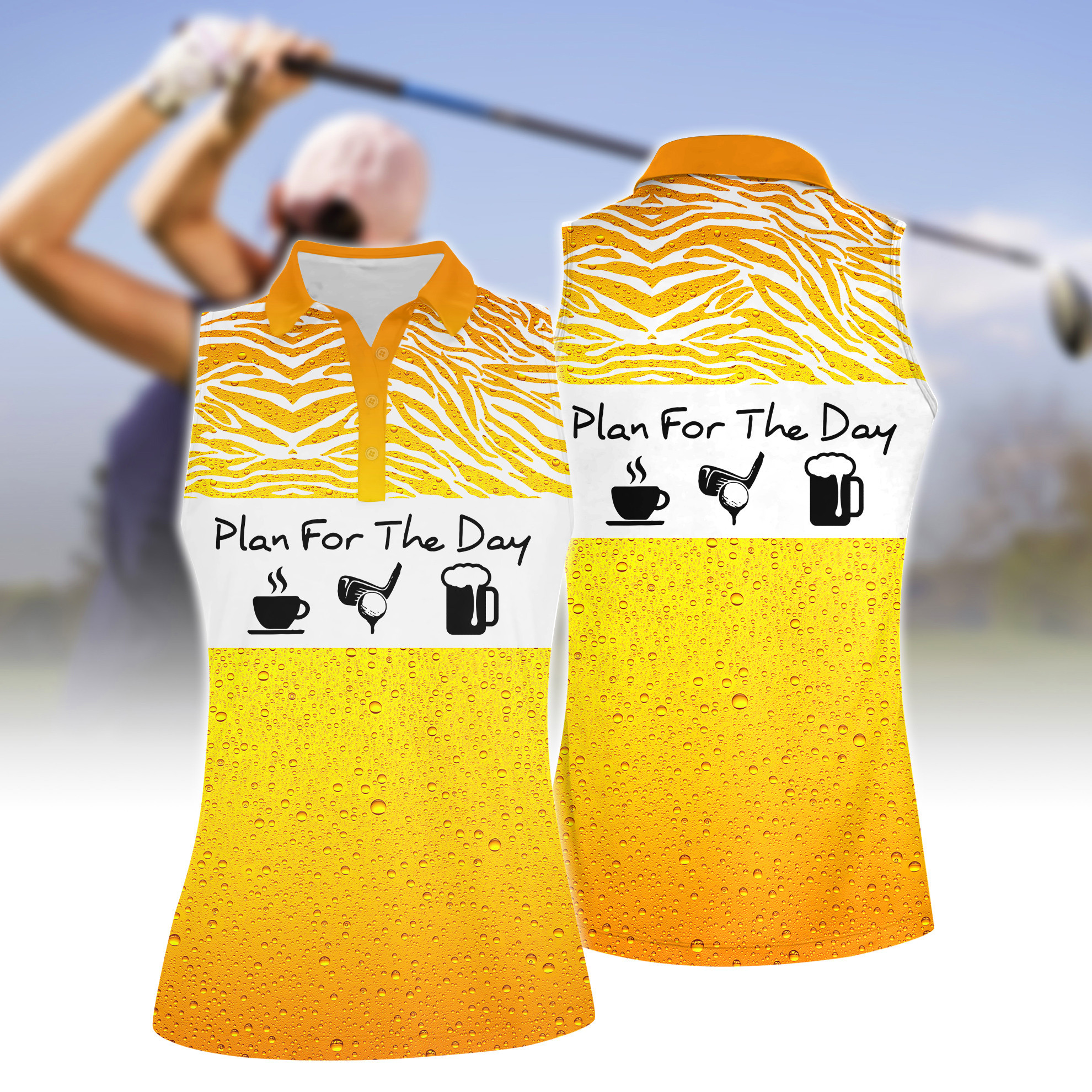 Coffee Beer Golf Plan Women Short Sleeve Polo Shirt Sleeveless Polo Shirt