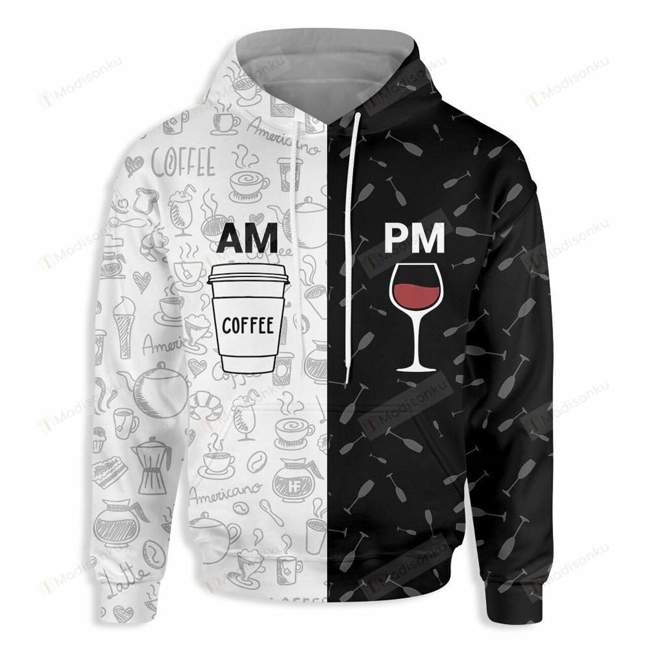 Coffee In The Morning Wine At Night For Unisex 3d All Over Print Hoodie