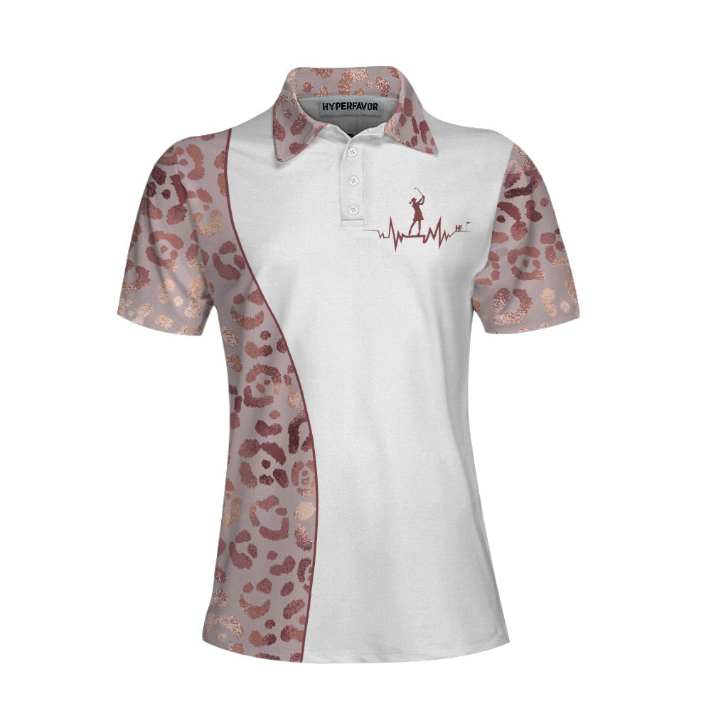 Coffee Love Golf Leopard Pattern Short Sleeve Women Polo Shirt