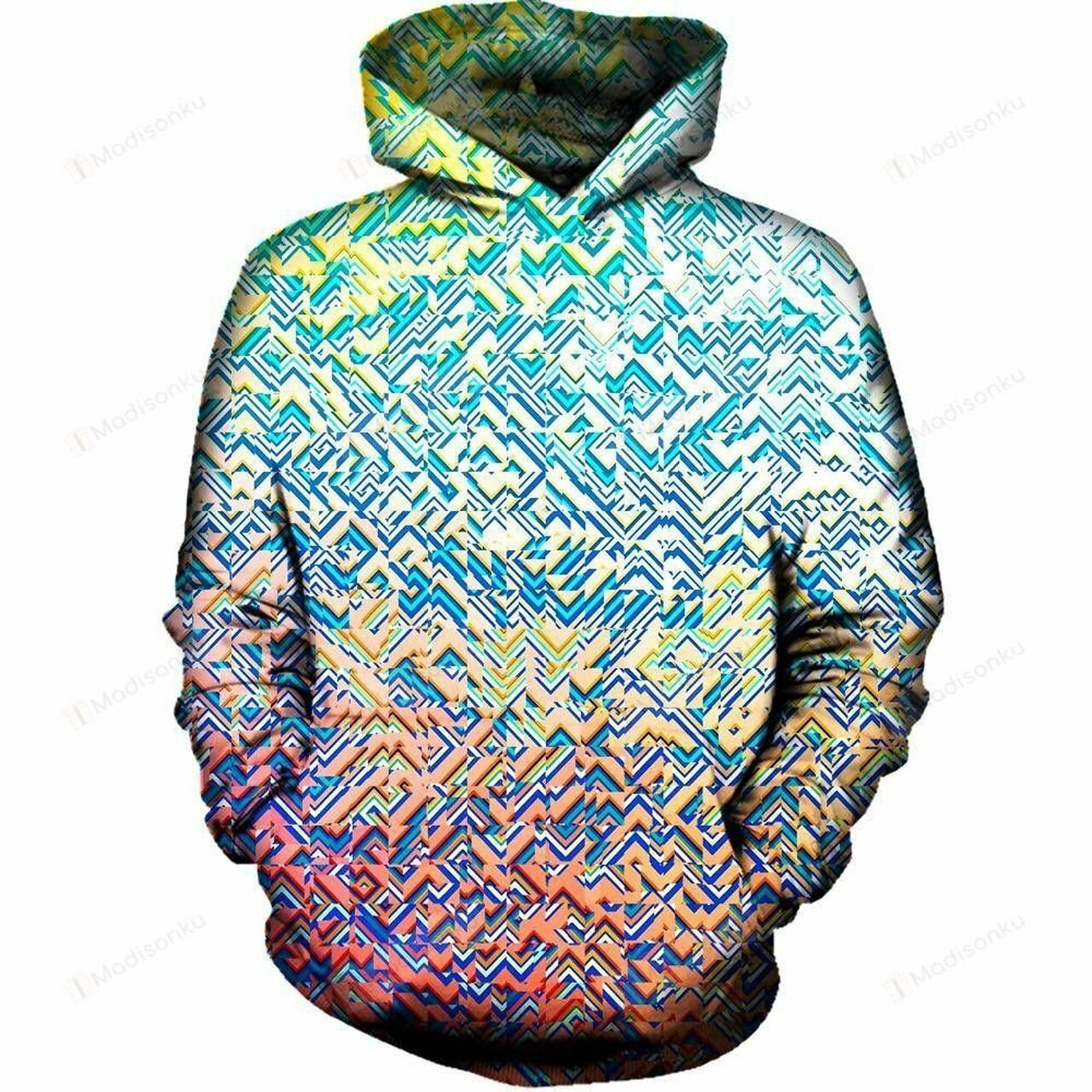 Color Blocks 3d All Over Printed Hoodie