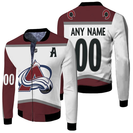 Colorado Avalanche Nhl 2020 White And Wine Jersey Style Custom Gift For Avalanche Fans Fleece Bomber Jacket