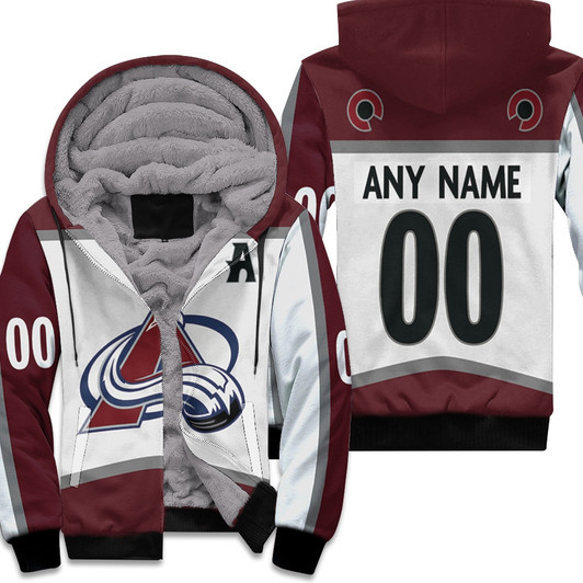 Colorado Avalanche Nhl 2020 White And Wine Jersey Style Custom Gift For Avalanche Fans Fleece Hoodie