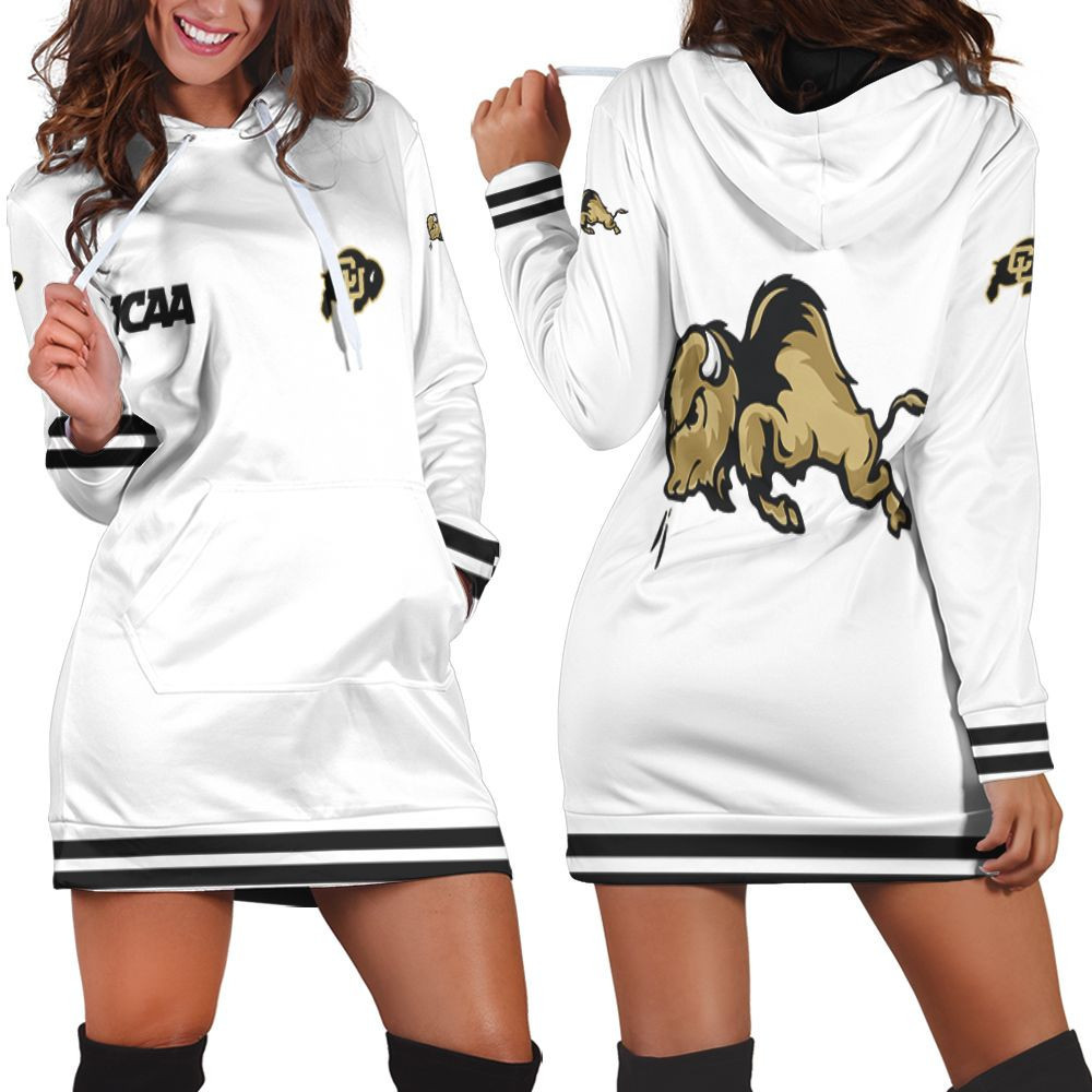 Colorado Buffaloes Ncaa Classic White With Mascot Logo Gift For Colorado Buffaloes Fans Hoodie Dress Sweater Dress Sweatshirt Dress