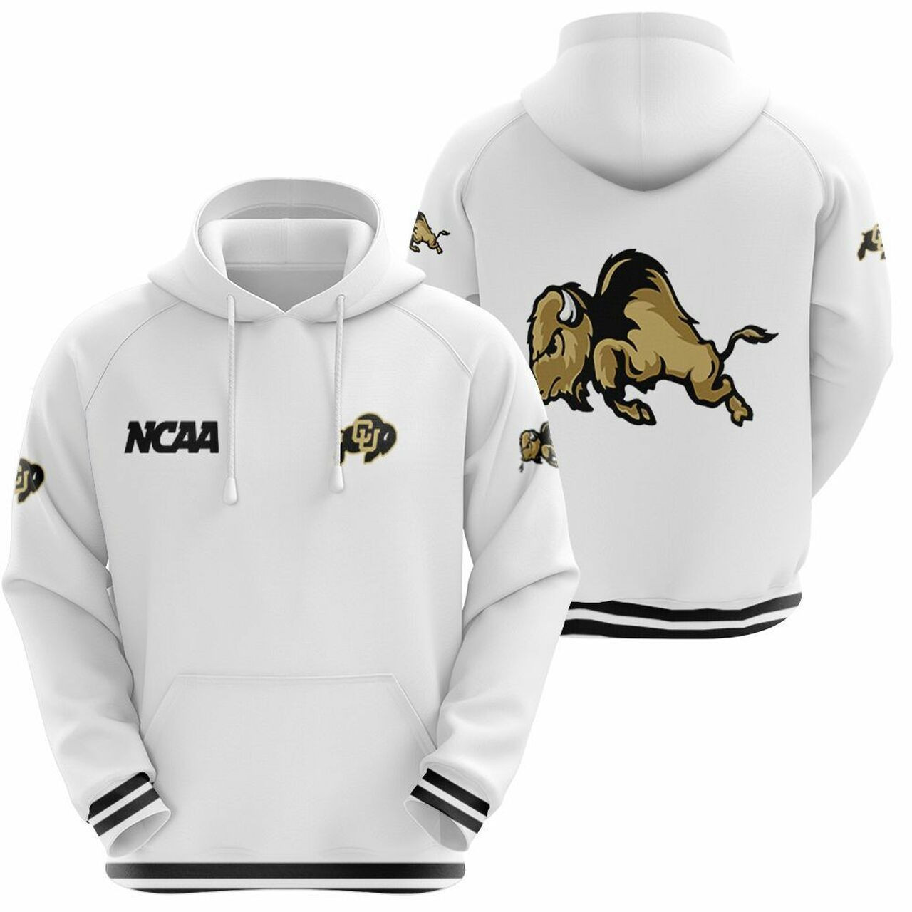 Colorado Buffaloes Ncaa Classic White With Mascot Logo Gift For Colorado Buffaloes Fans Hoodie