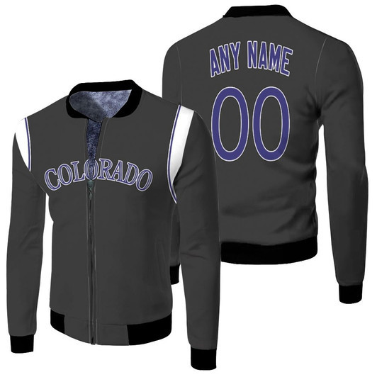 Colorado Rockies 2020 Mlb Baseball Team Black Jersey Style Custom Gift For Rockies Fans Fleece Bomber Jacket