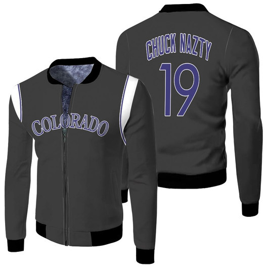 Colorado Rockies Chuck Nazty 19 2020 Mlb Baseball Team Black Jersey Style Custom Gift For Rockies Fans Fleece Bomber Jacket