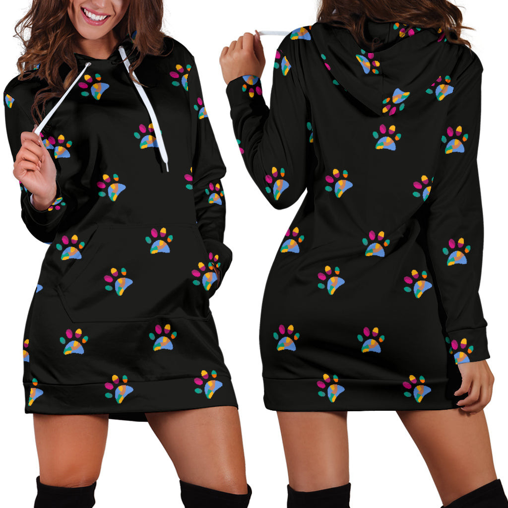 Colorful Dog Paws Hoodie Dress 3d All Over Print For Women Hoodie