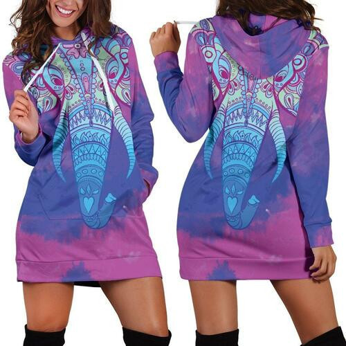 Colorful Elephant Womens Hoodie Dress Sweater Dress Sweatshirt Dress 3d All Over Print For Women Hoodie