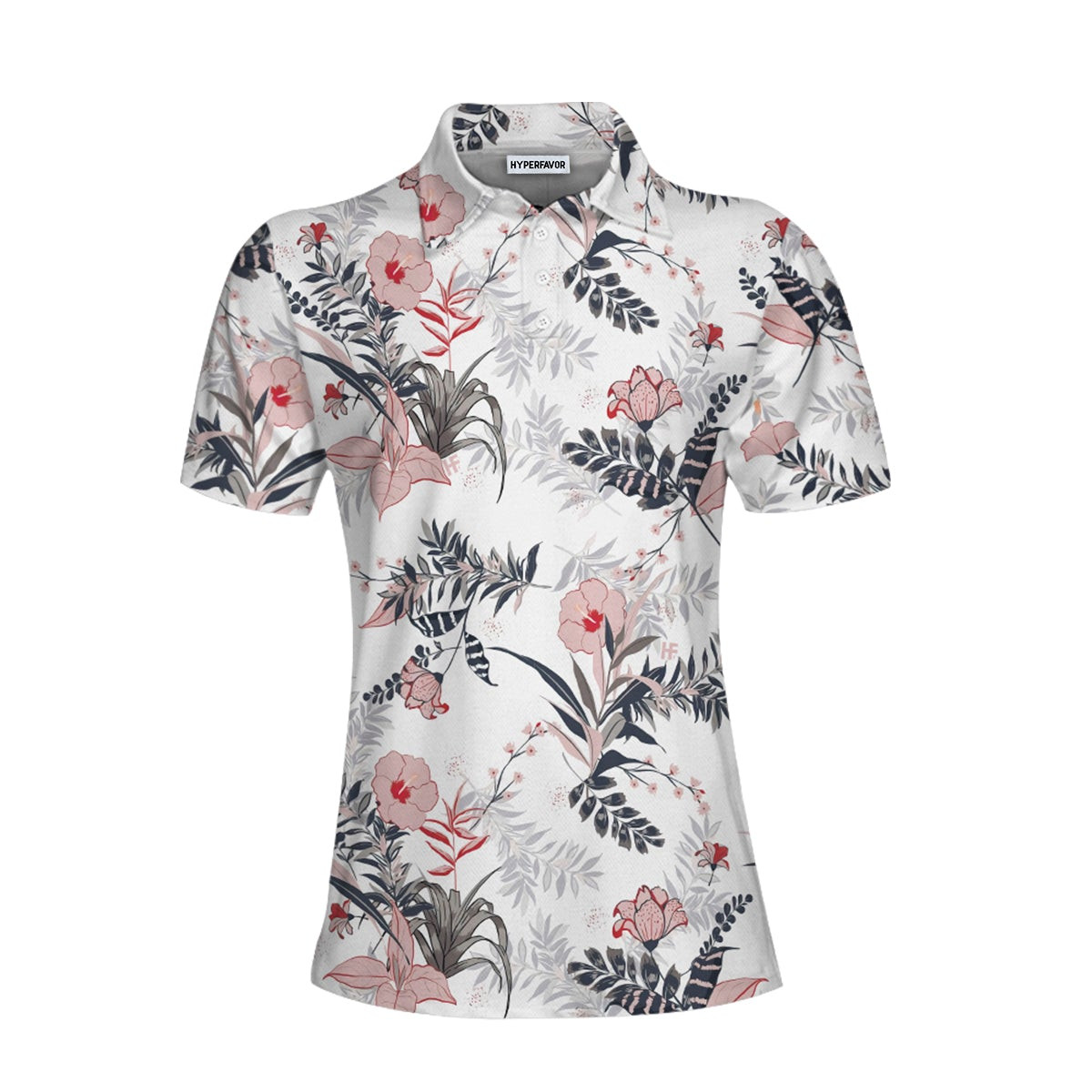 Colorful Floral Pattern Shirt Short Sleeve Women Polo Shirt