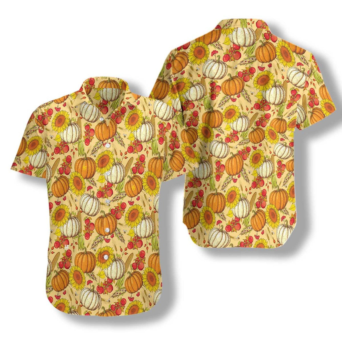 Colorful Hand Drawn Thanksgiving Pattern Hawaiian Shirt