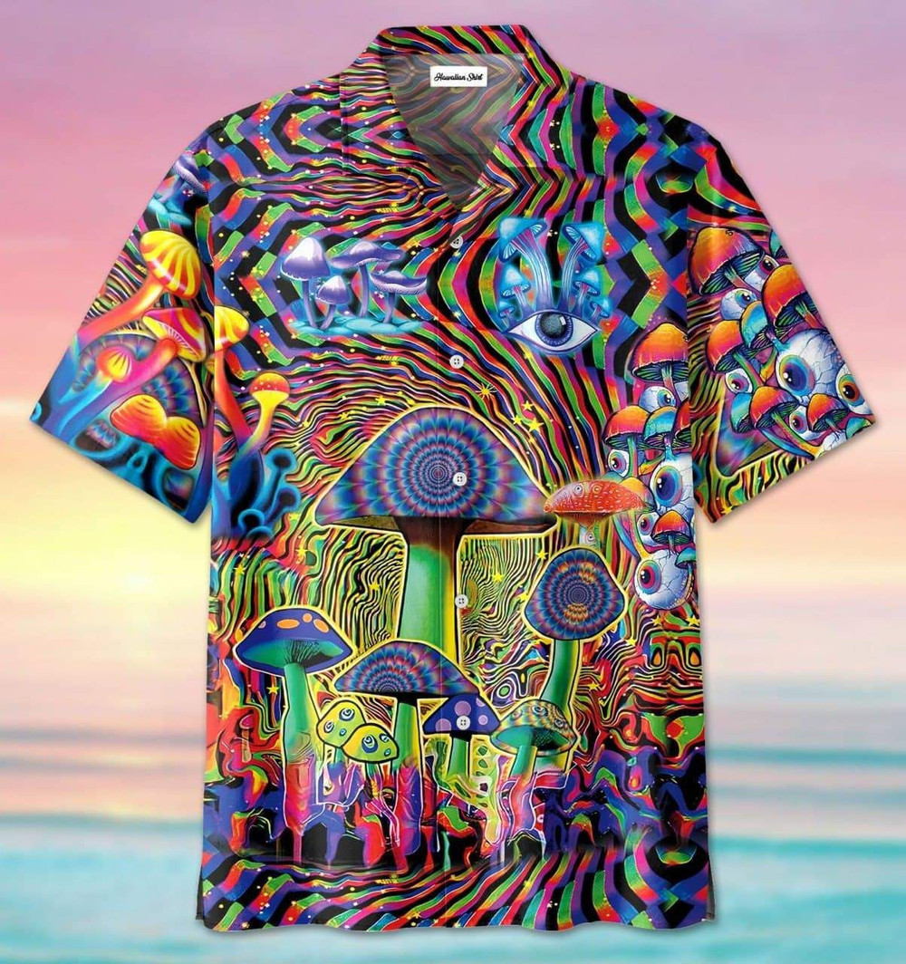 Colorful Hippie Mushroom Hawaiian Shirts Shirt For Men and Women