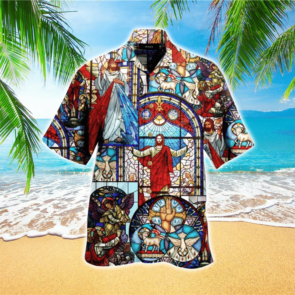 Colorful Jesus Pattern Jesus Hawaiian Shirt for Men and Women