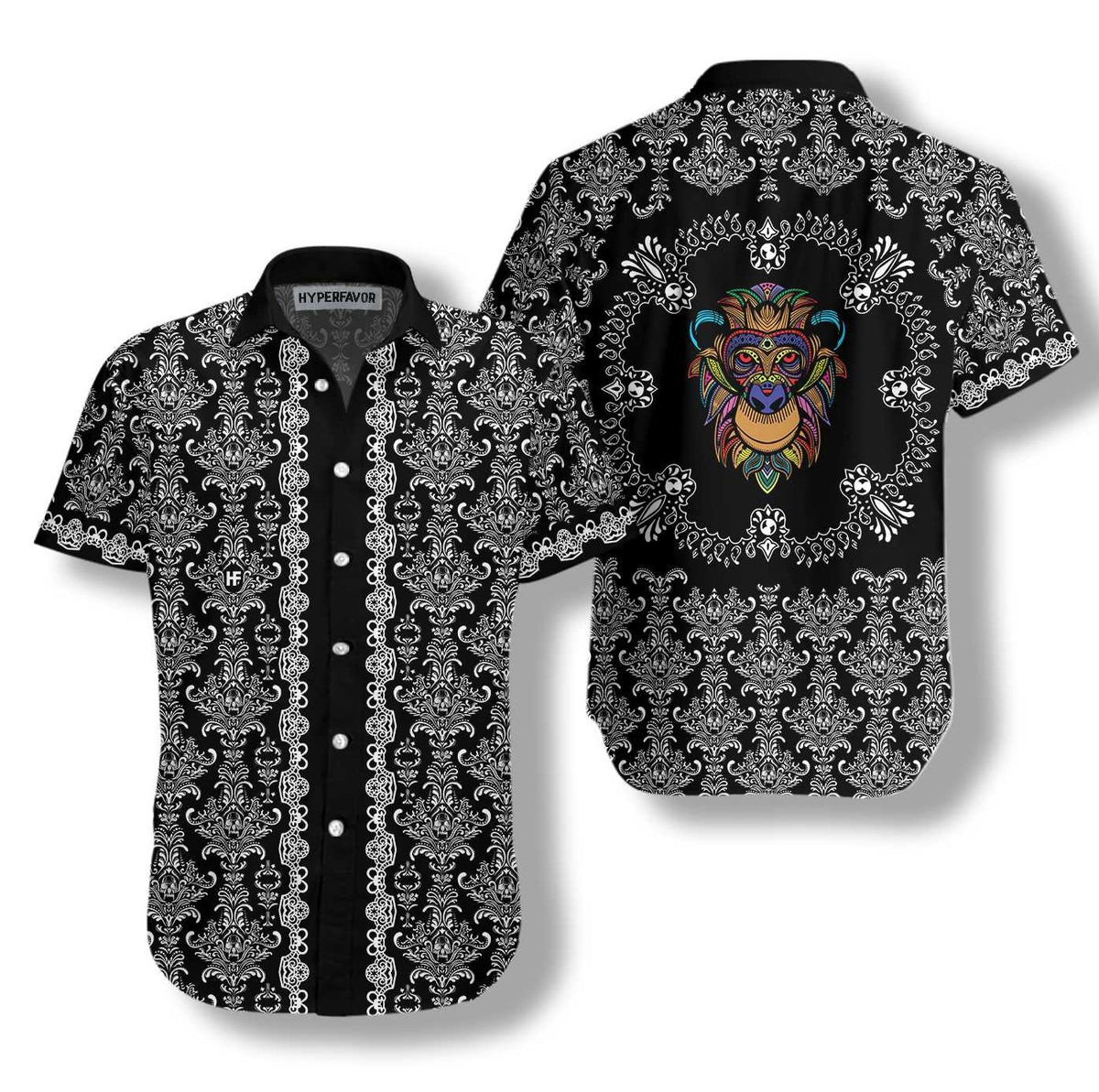 Colorful Monkey With Gothic Pattern Shirt For Men Hawaiian Shirt