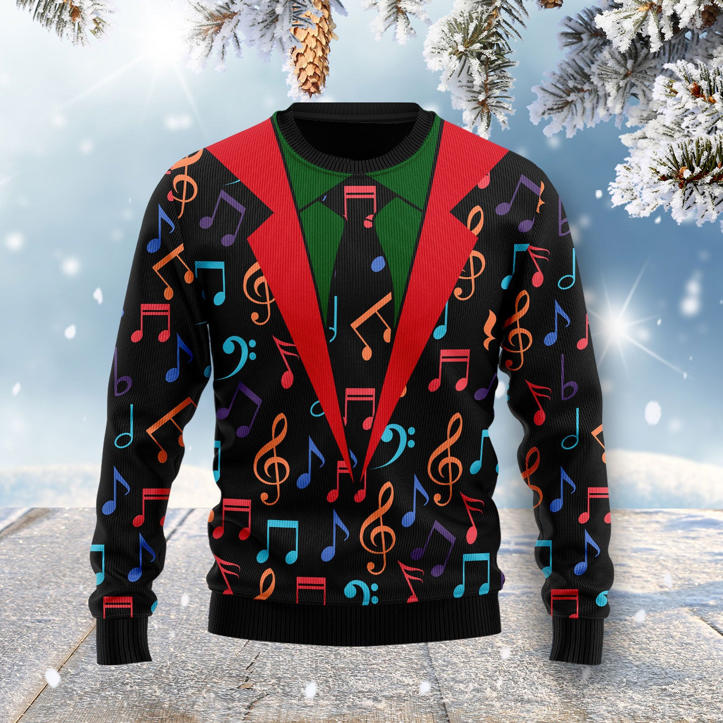 Colorful Music Notes Ugly Christmas Sweater, Ugly Sweater For Men Women, Holiday Sweater