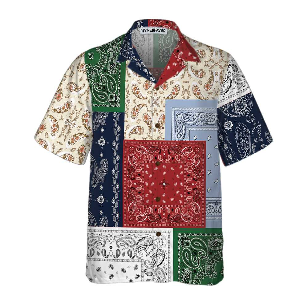 Colorful Patchwork Paisley Pattern Hawaiian Shirt Paisley Shirt For Men And Women Paisley Print Shirt