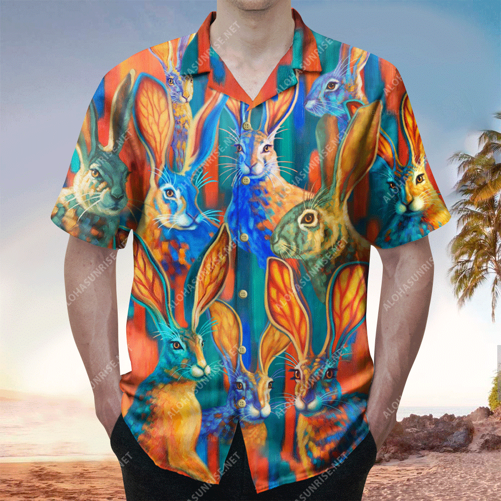 Colorful Rabbit Unisex Hawaiian Shirt for Men and Women