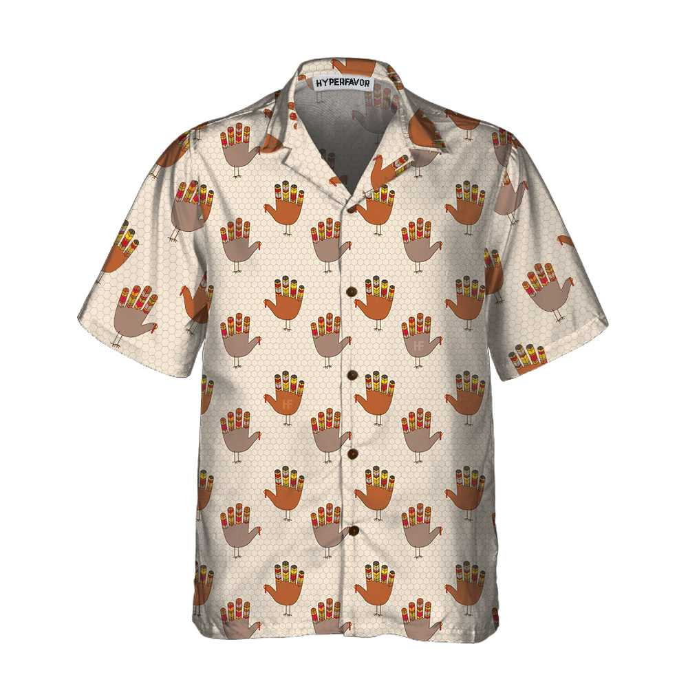 Colorful Thanksgiving Turkey Hawaiian Shirt Funny Turkey Hand Pattern Thanksgiving Shirt Gift For Thanksgiving Day
