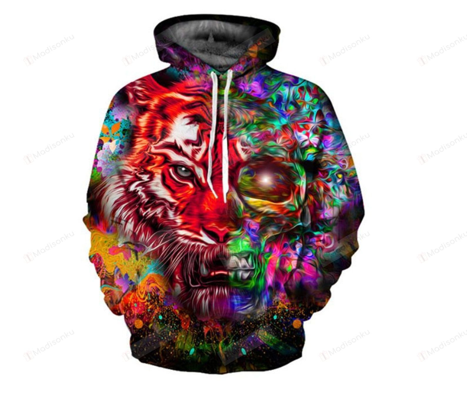 Colorful Tiger Skull 3d All Over Print Hoodie