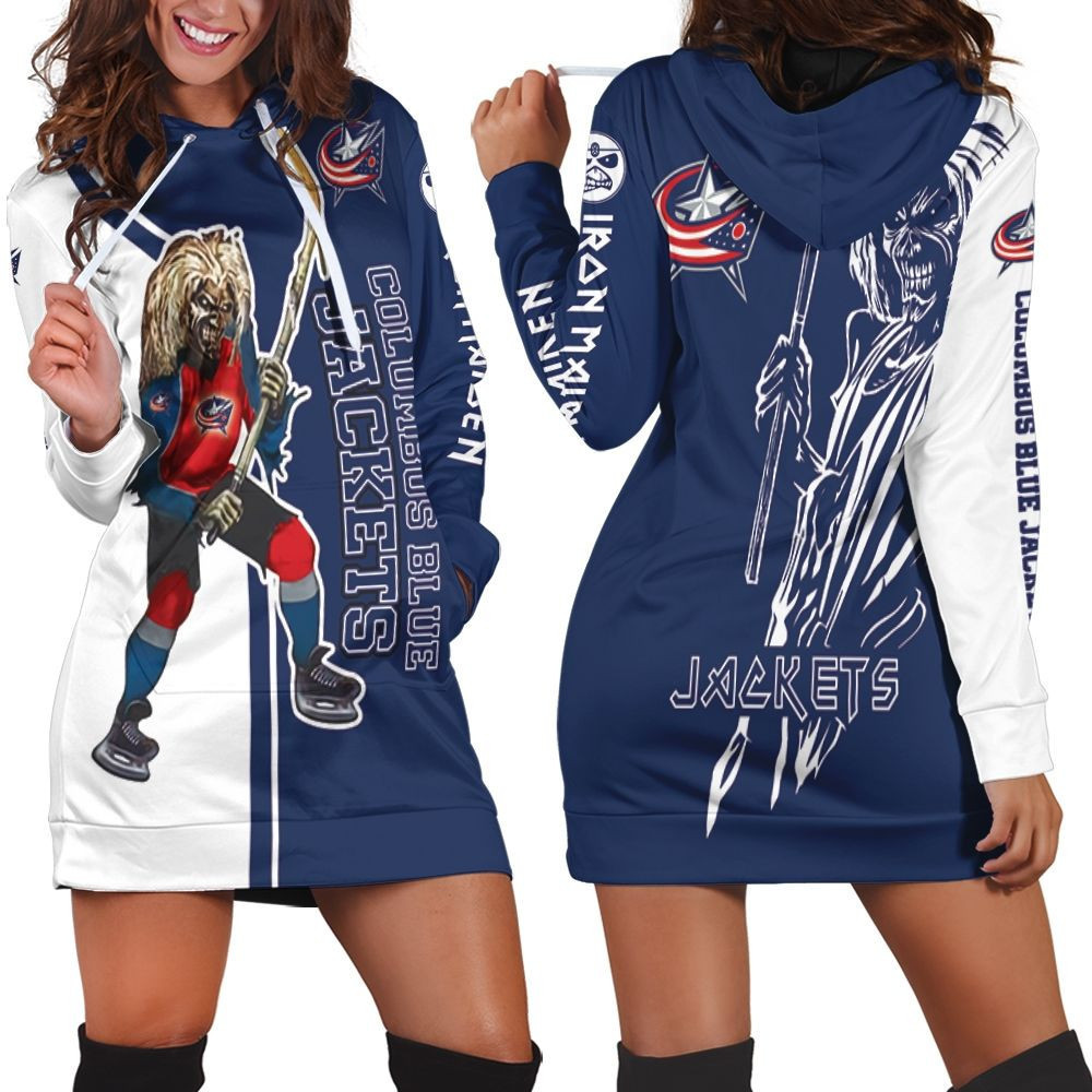 Columbus Blue Jackets And Zombie For Fans Hoodie Dress Sweater Dress Sweatshirt Dress