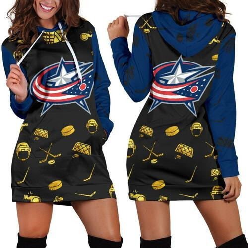 Columbus Blue Jackets Hoodie Dress Sweater Dress Sweatshirt Dress 3d All Over Print For Women Hoodie