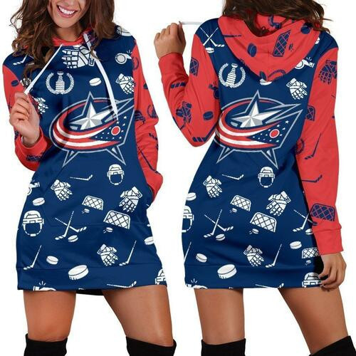 Columbus Blue Jackets Hoodie Dress Sweater Dress Sweatshirt Dress 3d All Over Print For Women Hoodie