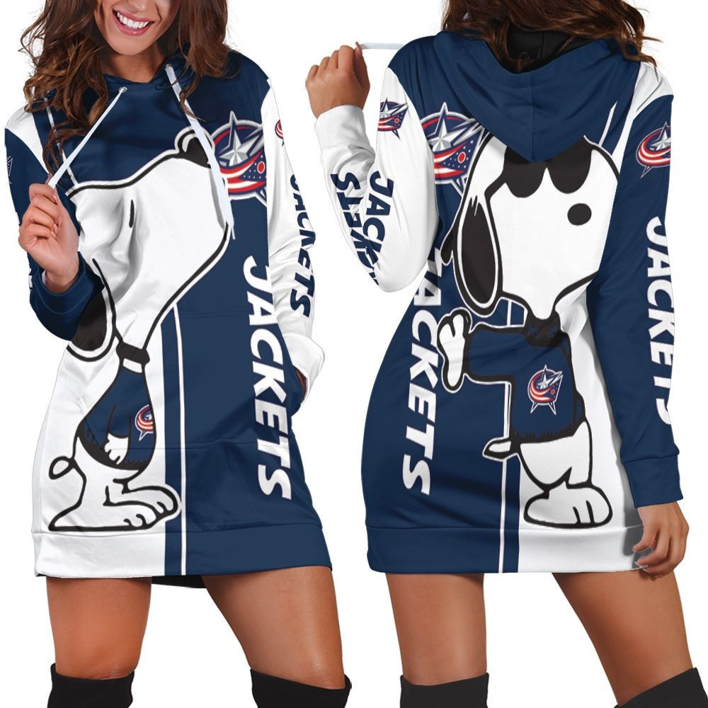 Columbus Blue Jackets Snoopy Lover 3d Hoodie Dress Sweater Dress Sweatshirt Dress