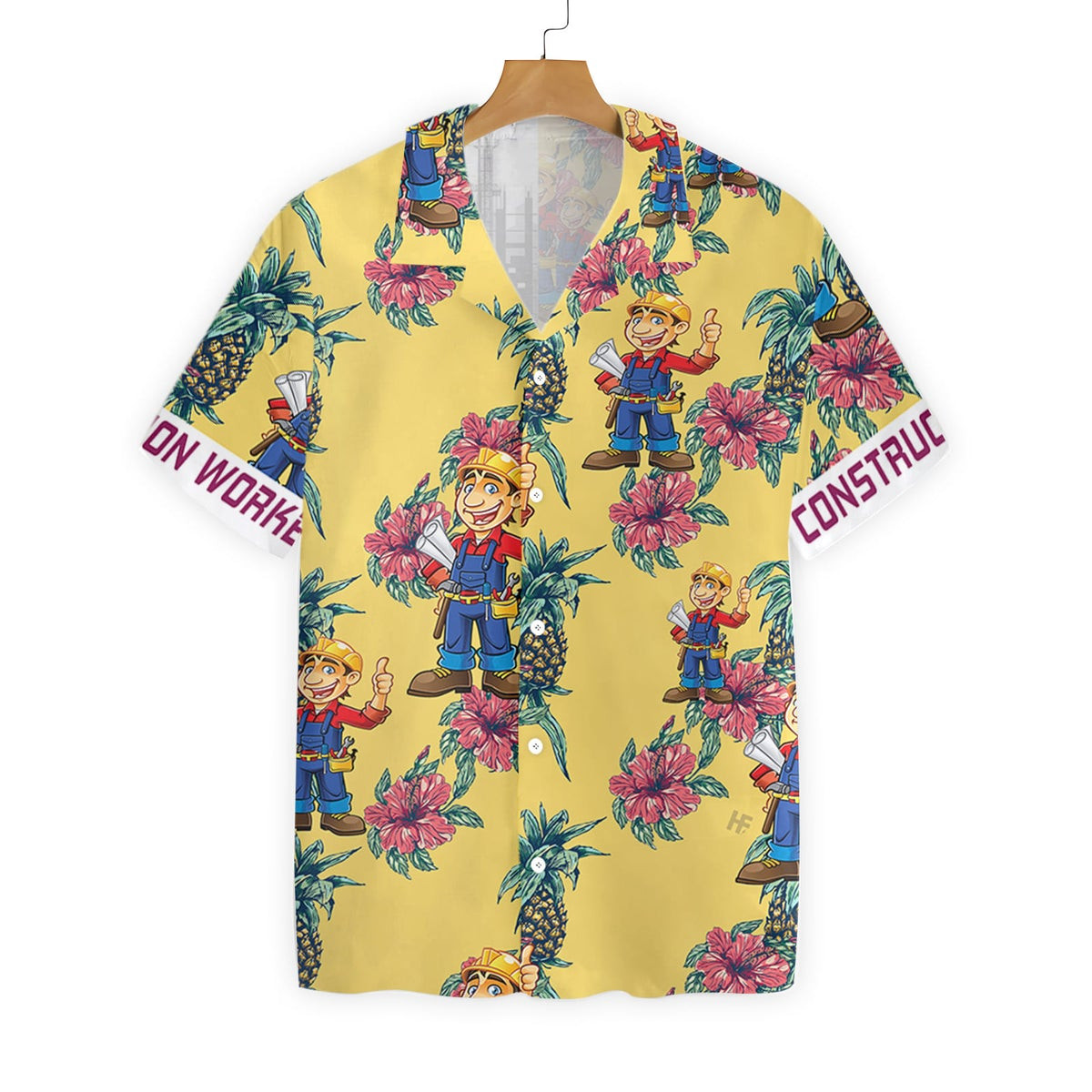 Construction worker Pineapple Seamless Pattern Custom Hawaiian Shirt