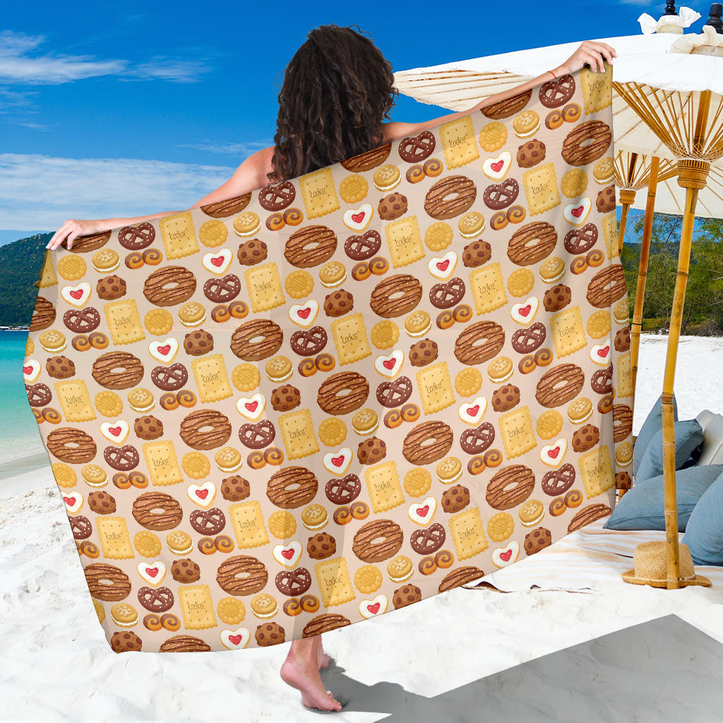 Cookie Pattern Print Sarong Cover Up Cookie Pareo Wrap Skirt Dress