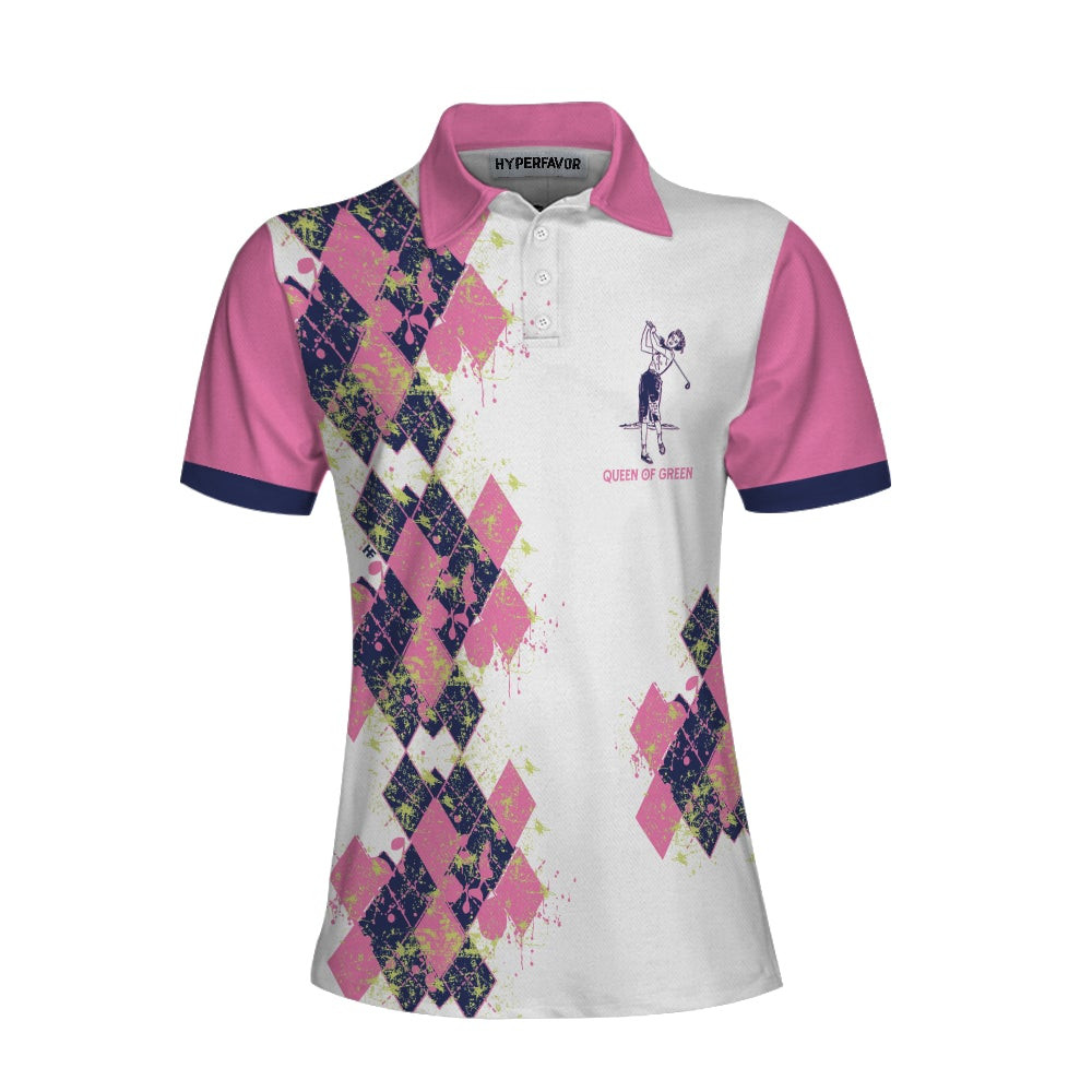 Cooking Is Like Golf Slice Chip And Put On Some Greens Women Polo Shirt Argyle Pattern Funny Golf Polo Shirt For Ladies