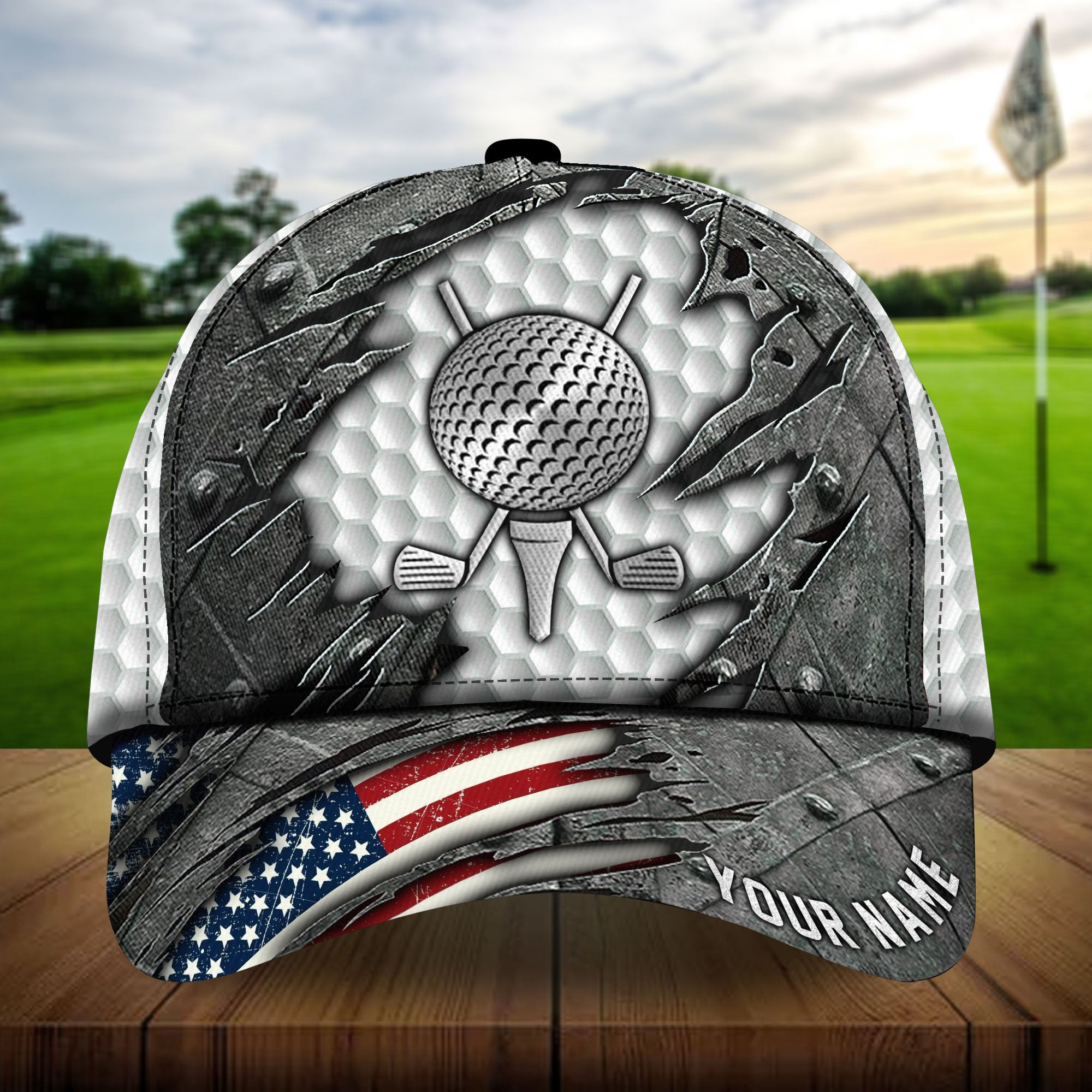 Cool American Metal Golf Lovers Golf Hats Multicolored Personalized Classic Cap