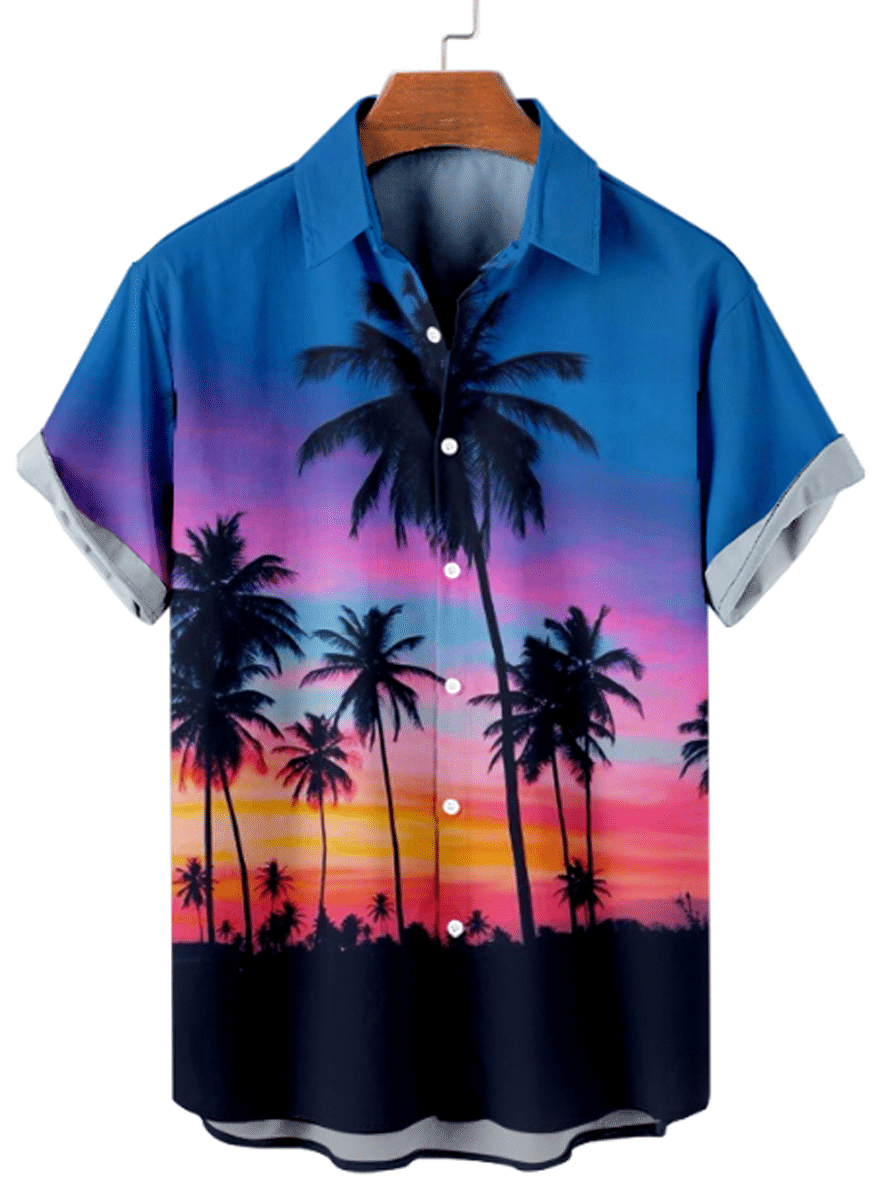 Cool Casaul Coconut Tree Short Sleeve Shirt Hawaiian Shirt for Men Women