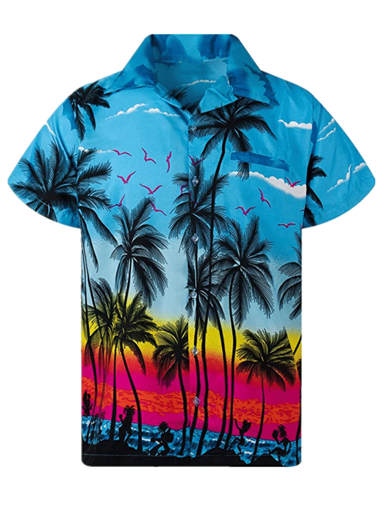 Cool Coconot Tree Printed Beach Shirts For Men Hawaiian Shirt for Men Women