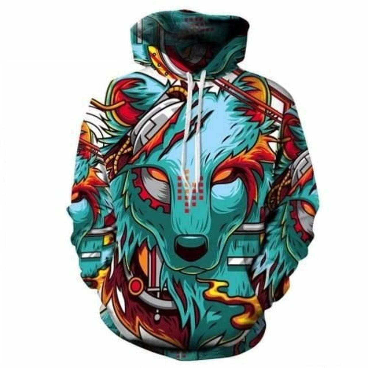 Cool Cyborg Wolf 3d All Over Print Hoodie