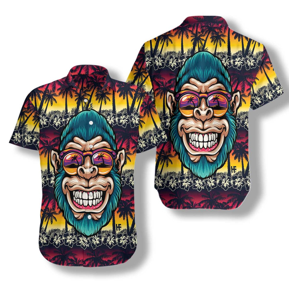 Cool Monkey Head In Paradise Hawaiian Shirt