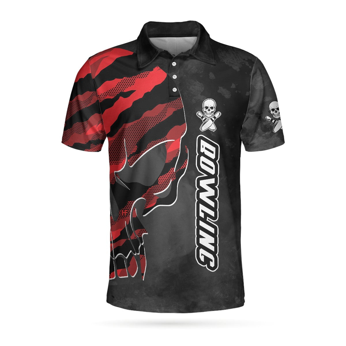 Coolest Skull Bowling With Camouflage Pattern Bowling Polo Shirt Camo Bowling Shirt For Men