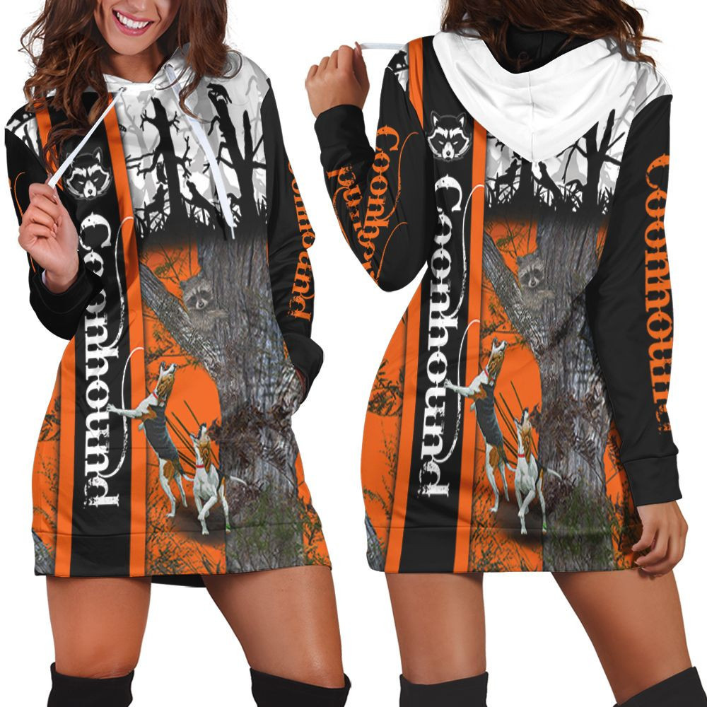 Coonhound Hunting Dog 3d Hoodie Dress Sweater Dress Sweatshirt Dress