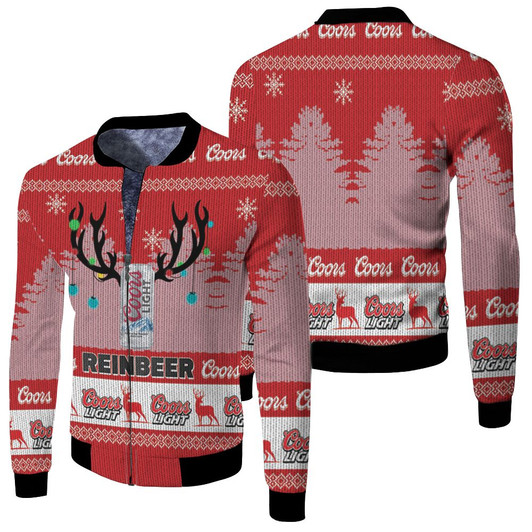 Coors Light Reinbeer Ugly Christmas Fleece Bomber Jacket