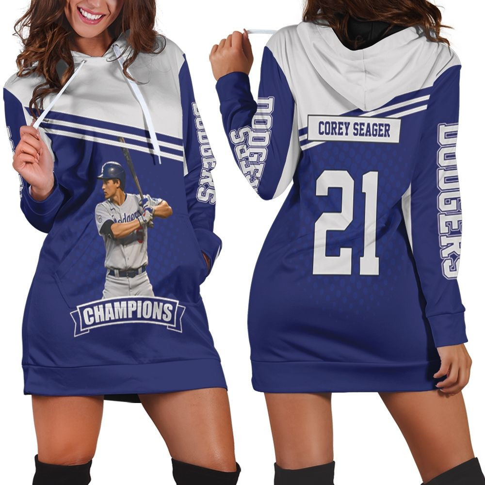 Corey Seager 5 Los Angeles Dodgers Hoodie Dress Sweater Dress Sweatshirt Dress