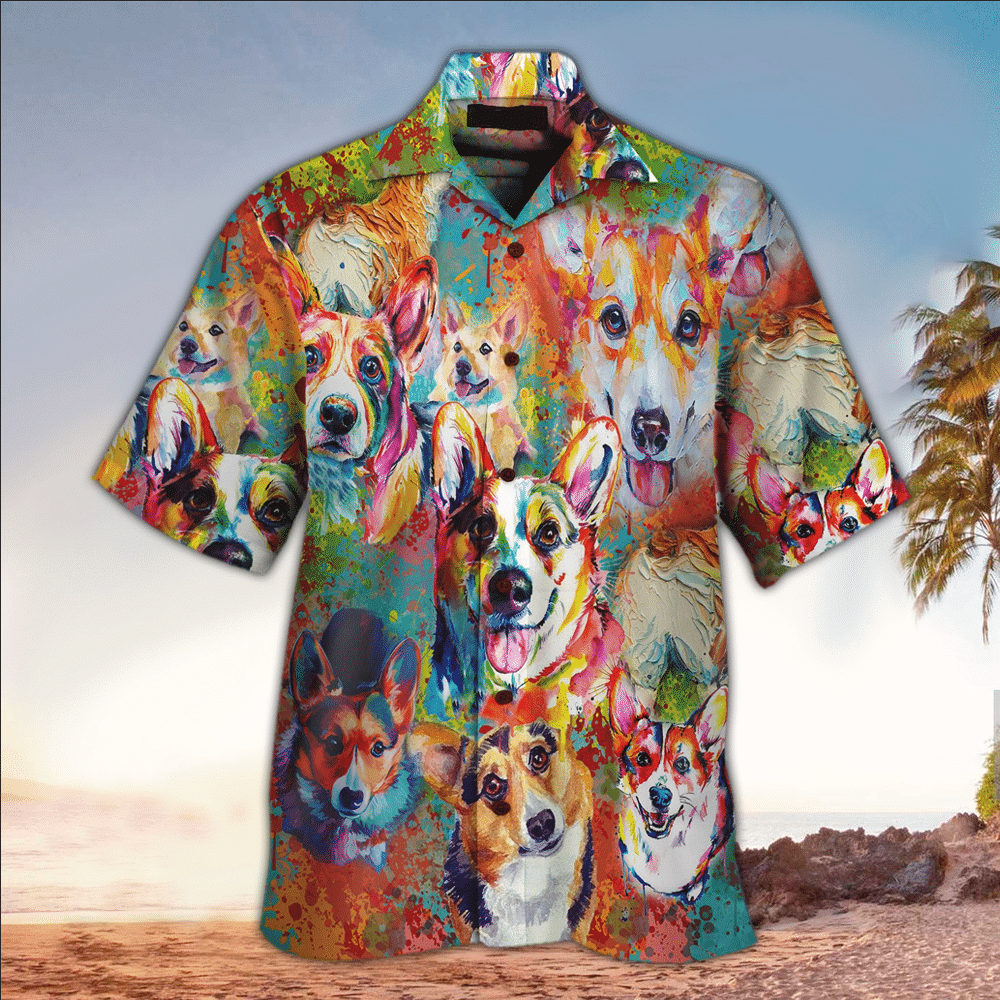 Corgi Apparel Dog Button Up Shirt For Men and Women