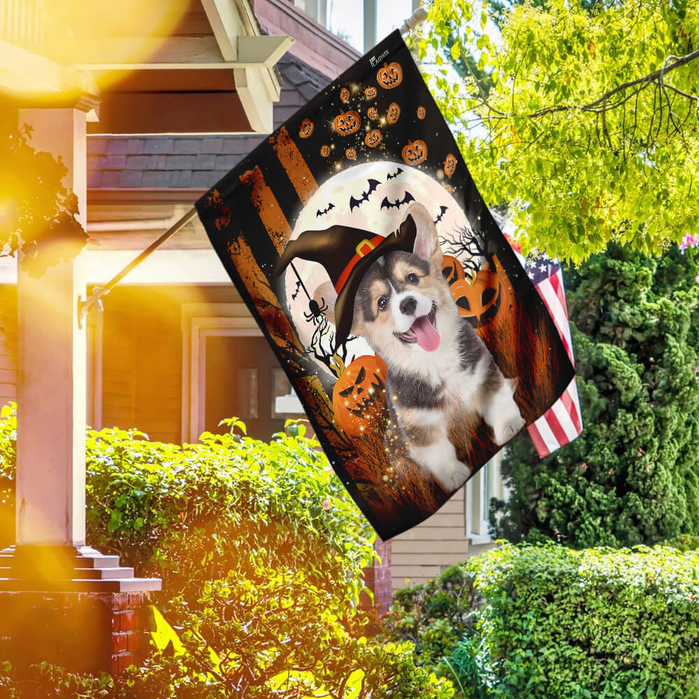 Corgi Happy Halloween Flag Halloween Outdoor Decor Fall Yard House Decoration