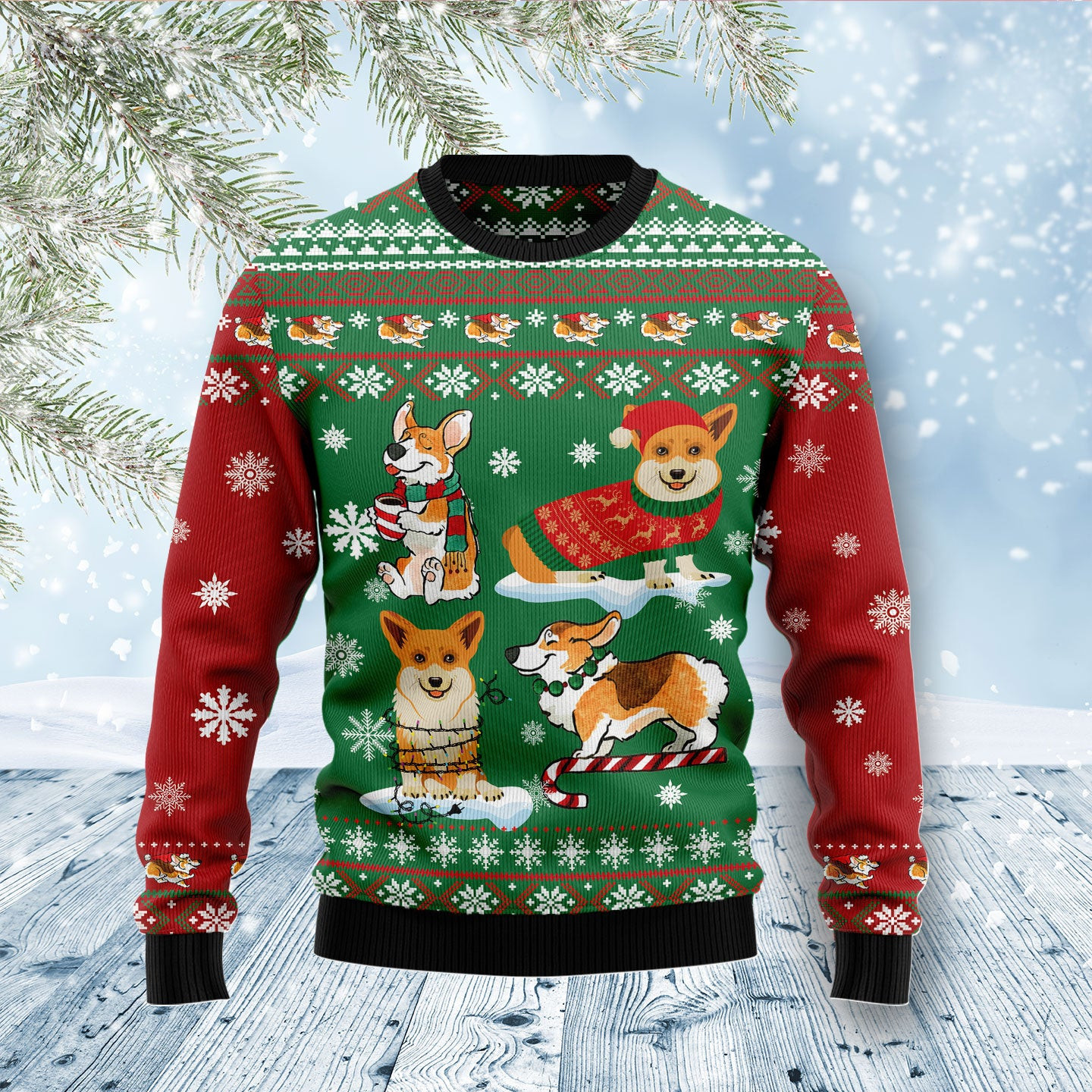Corgi Snow Day Ugly Christmas Sweater