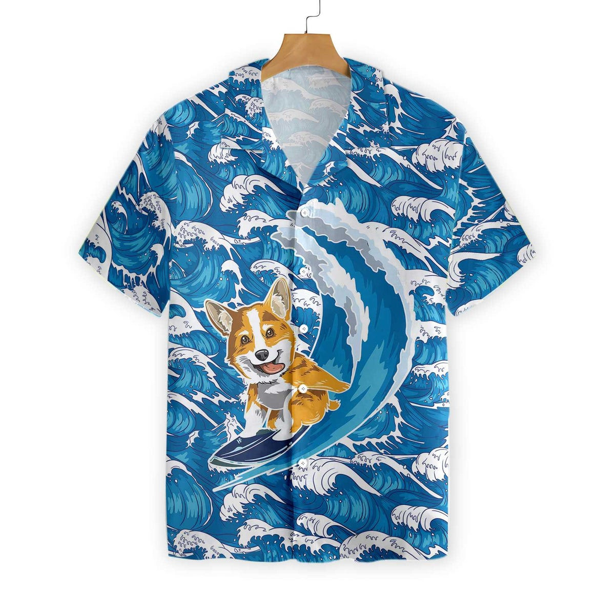 Corgi Surfing Dog Hawaiian Shirt