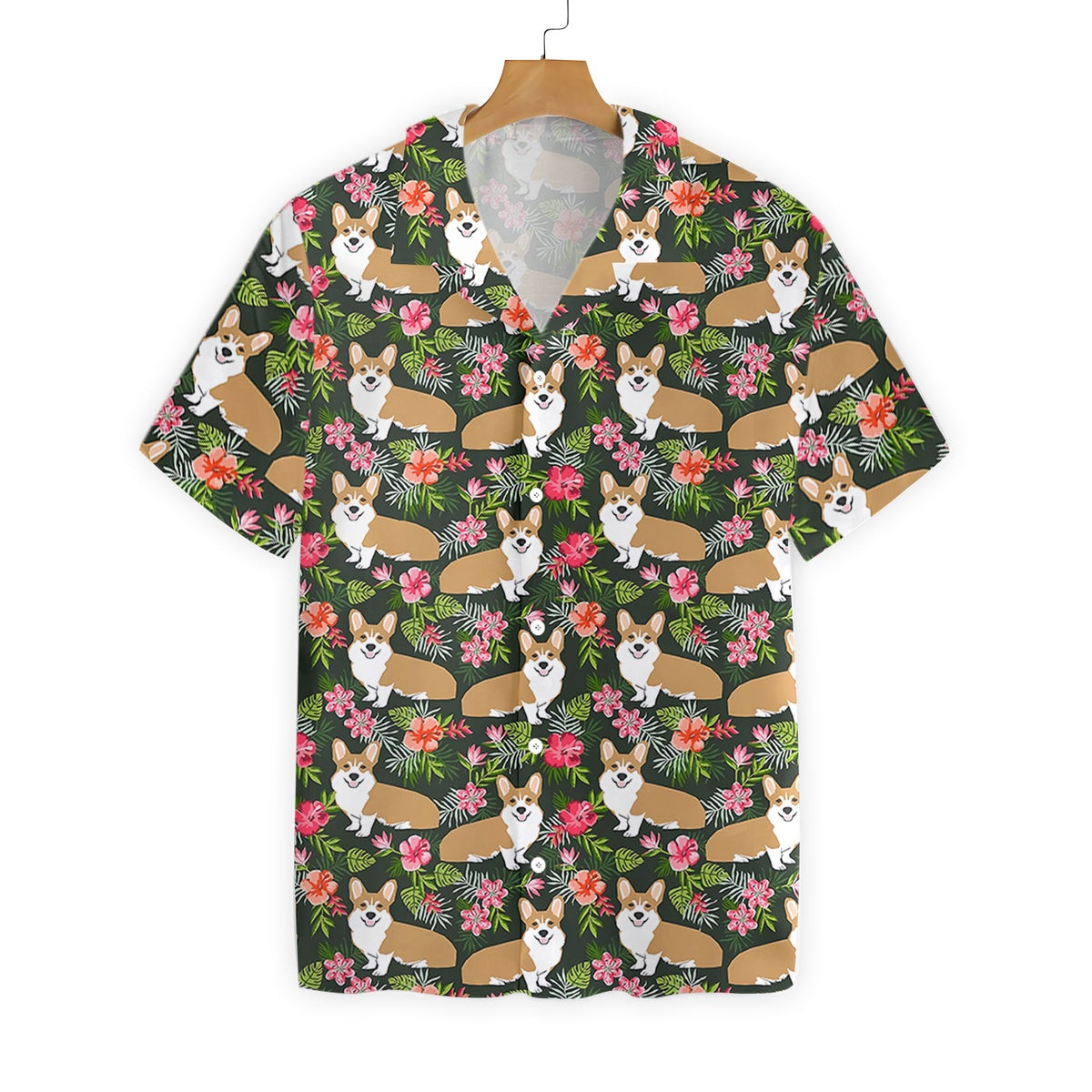 Corgi Tropical Flower Hawaiian Shirt