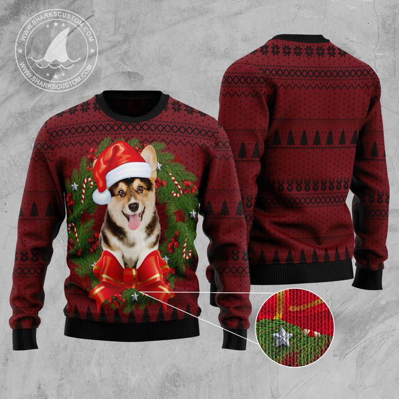 Corgi Wreath Ugly Christmas Sweater Ugly Sweater For Men Women