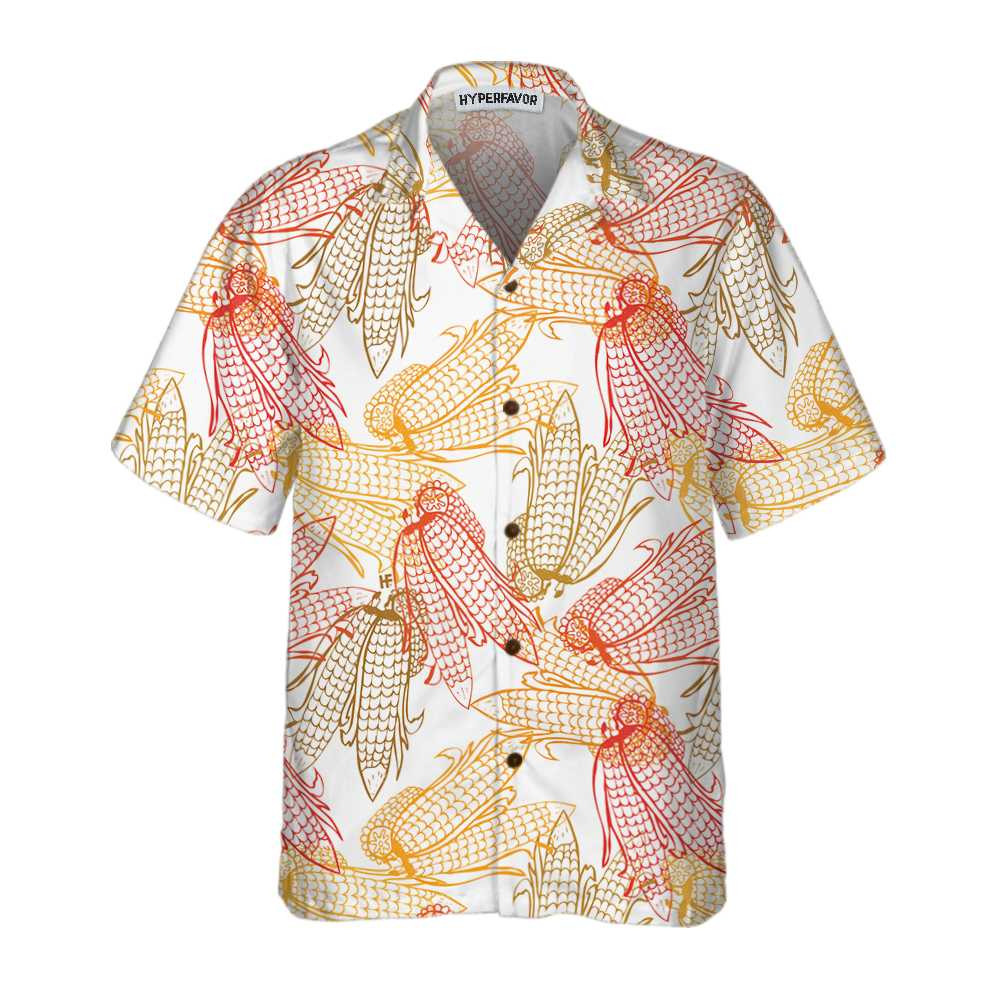 Corn Sketch Pattern Corn Hawaiian Shirt Corn Shirt For Men Women Corn Print Shirt Short Sleeve