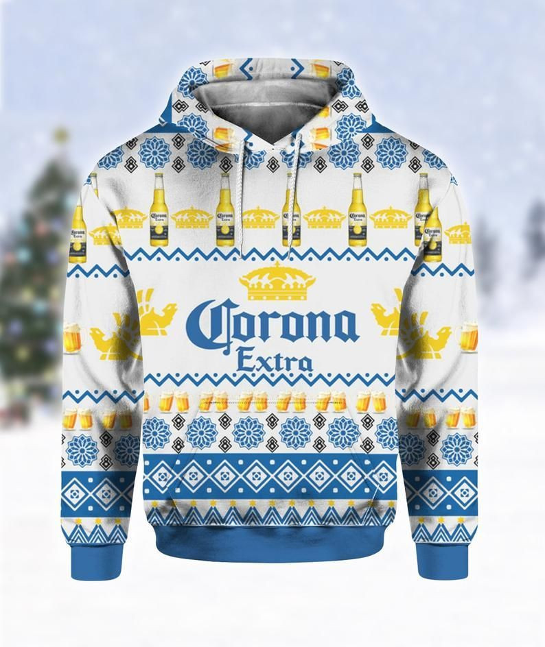 Corona Extra Beer Bottles Print Ugly Hoodie 3D All Over Print