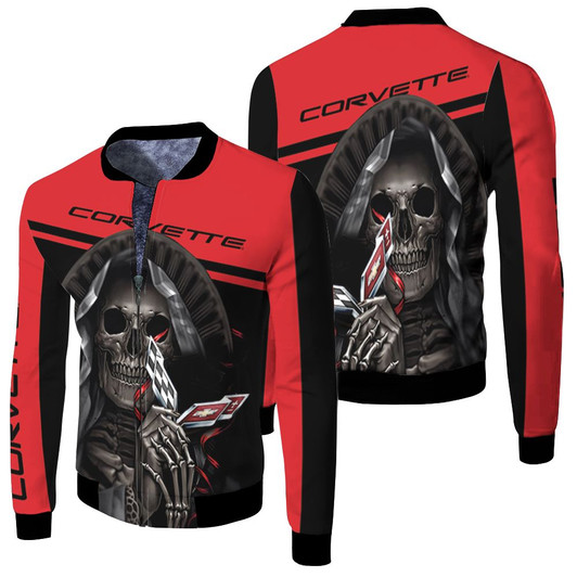 Corvette Maiden Skull Fleece Bomber Jacket